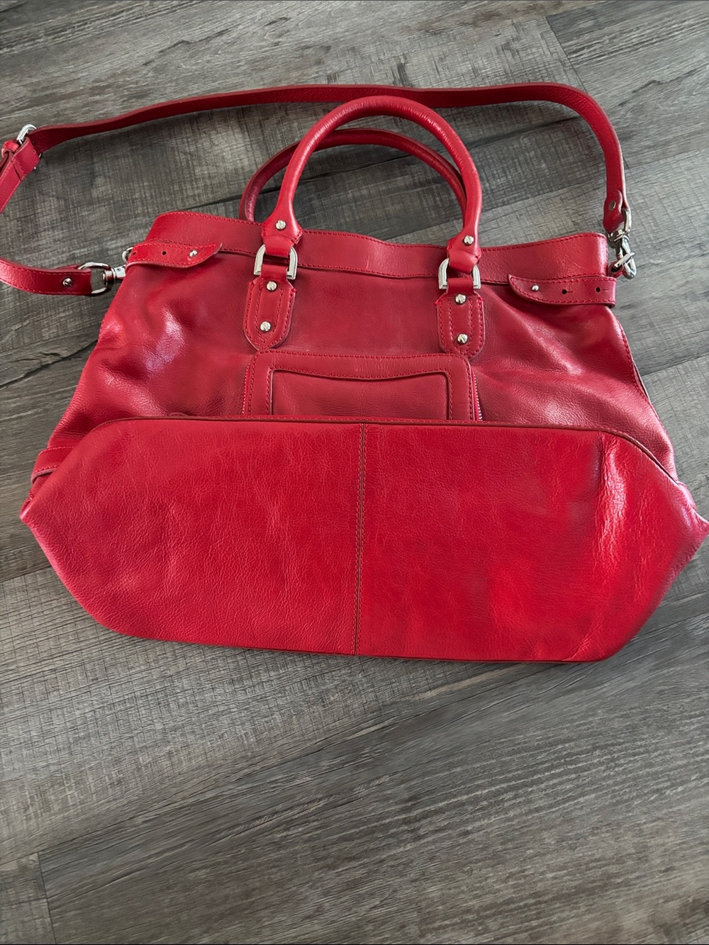 Cole Haan Red Leather Shoulder Hobo Tote Bag, Multiple Pockets, Like New - Picture 4 of 13